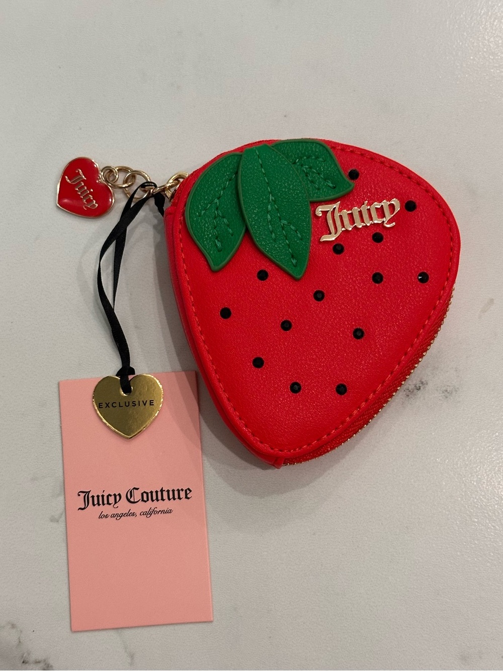 NWT Juicy Couture Strawberry Coin Pouch Keychain Bag Charm "Sweet Juicy"